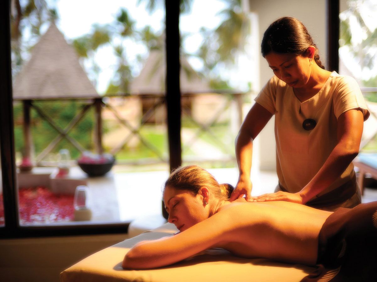 A treatment room at the Earth & Rain Spa