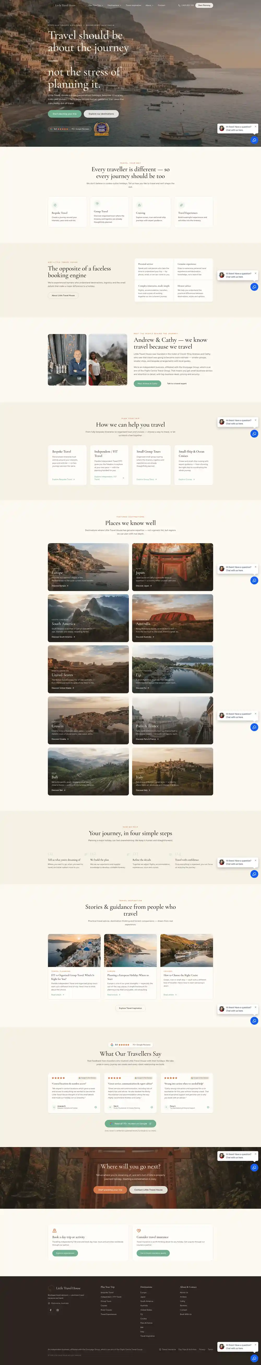 The redesigned Little Travel House website, a clean mobile-friendly web design by HXB Digital