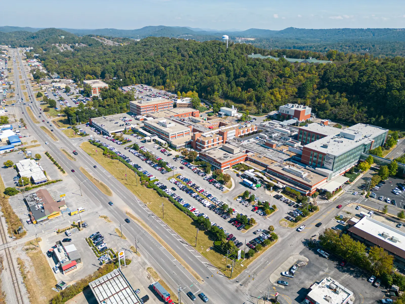 Aerial view of U.S. Highway 31 running through Alabaster, Alabama
