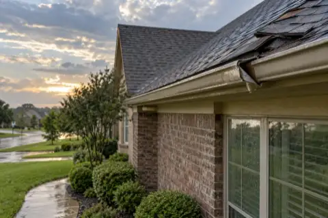 Roof edge and gutter details on a North Texas home