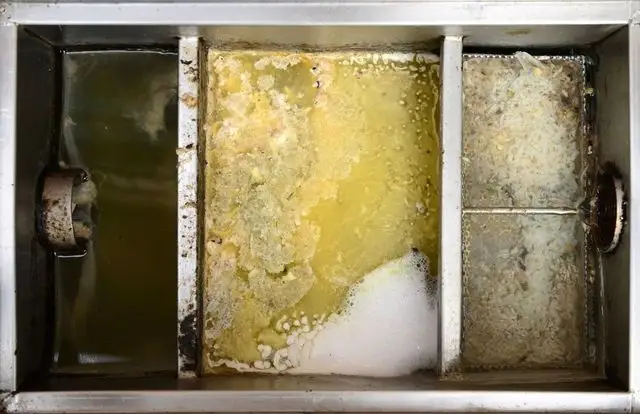 Inside of a commercial grease trap