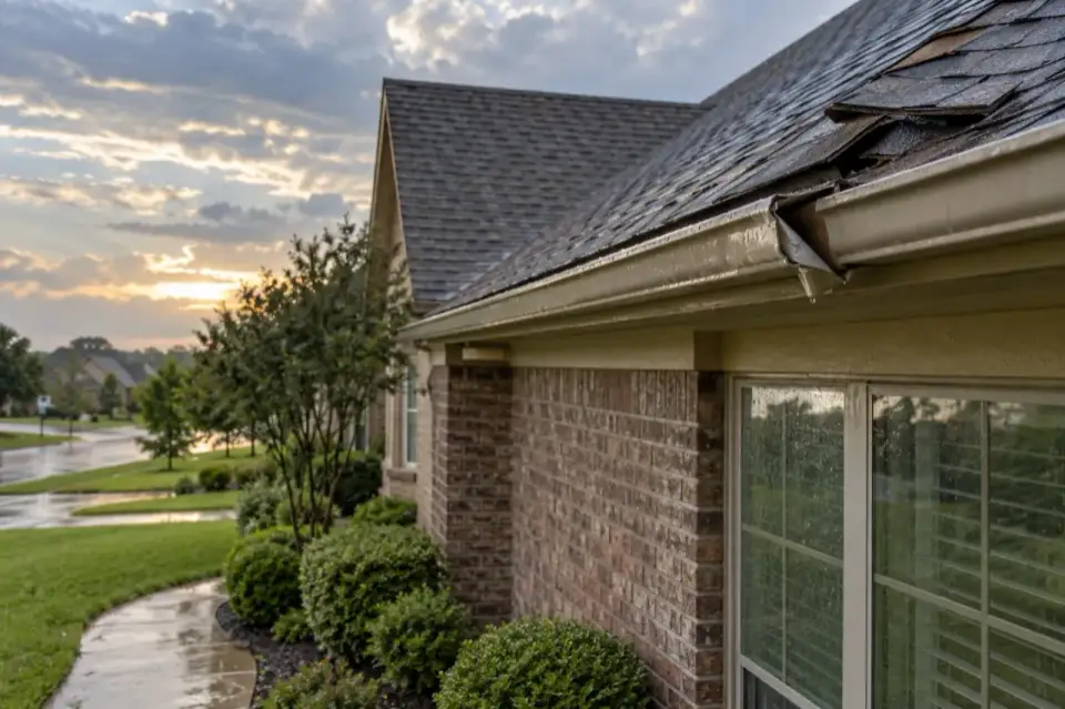 Roof edge and gutter details on a North Texas home