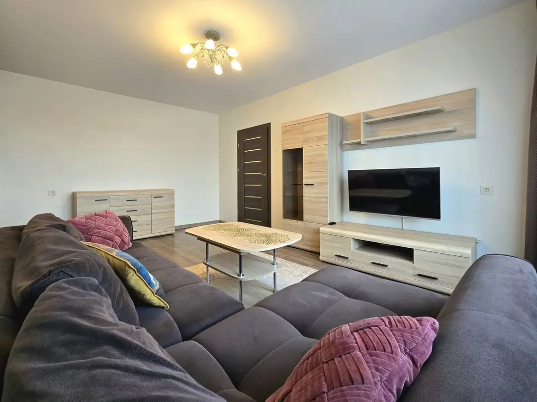 Jauki buto svetainė su minkštasuoliu ir TV zona