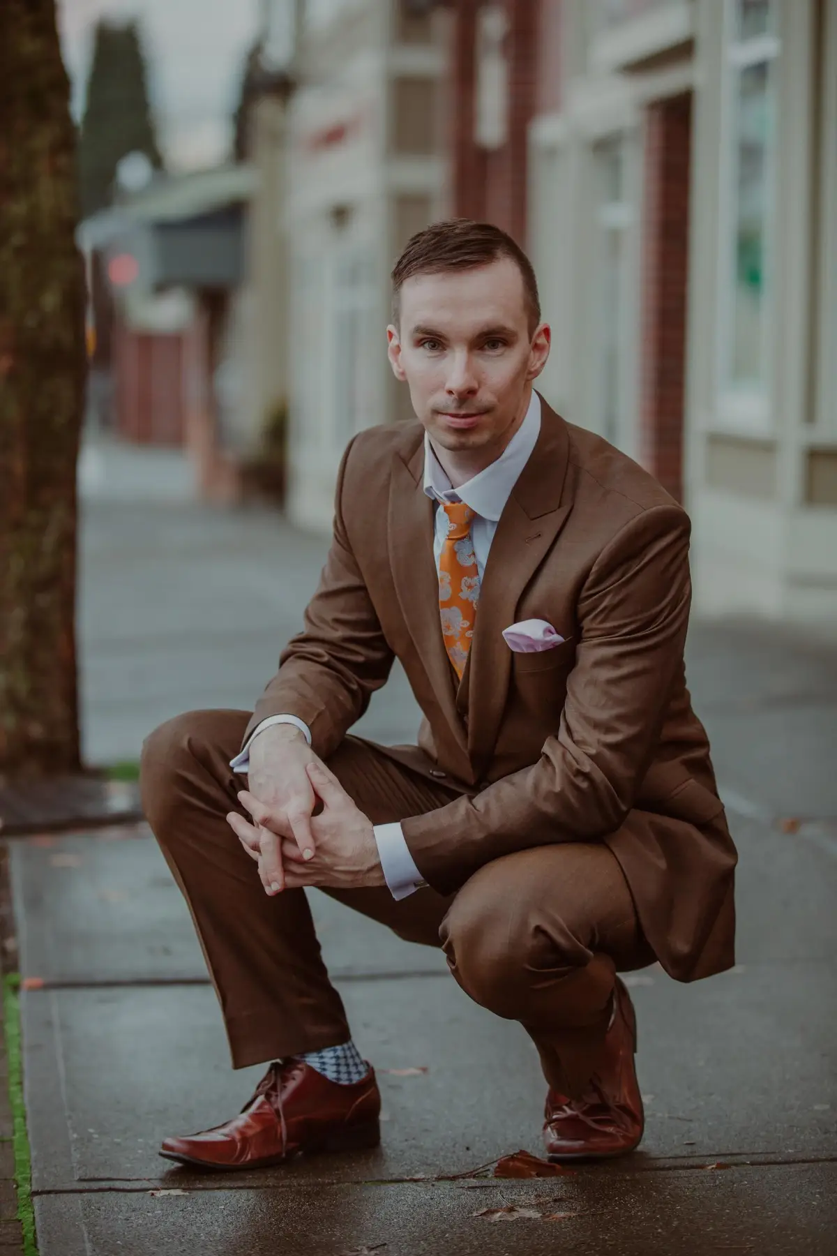 suits to match brown dress Brown Suit Combinations and Outfits Guide Black Lapel