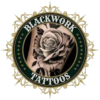 Floral fine-line tattoo by Alek the Saint in San Marcos, CA, displayed in a gold and green frame