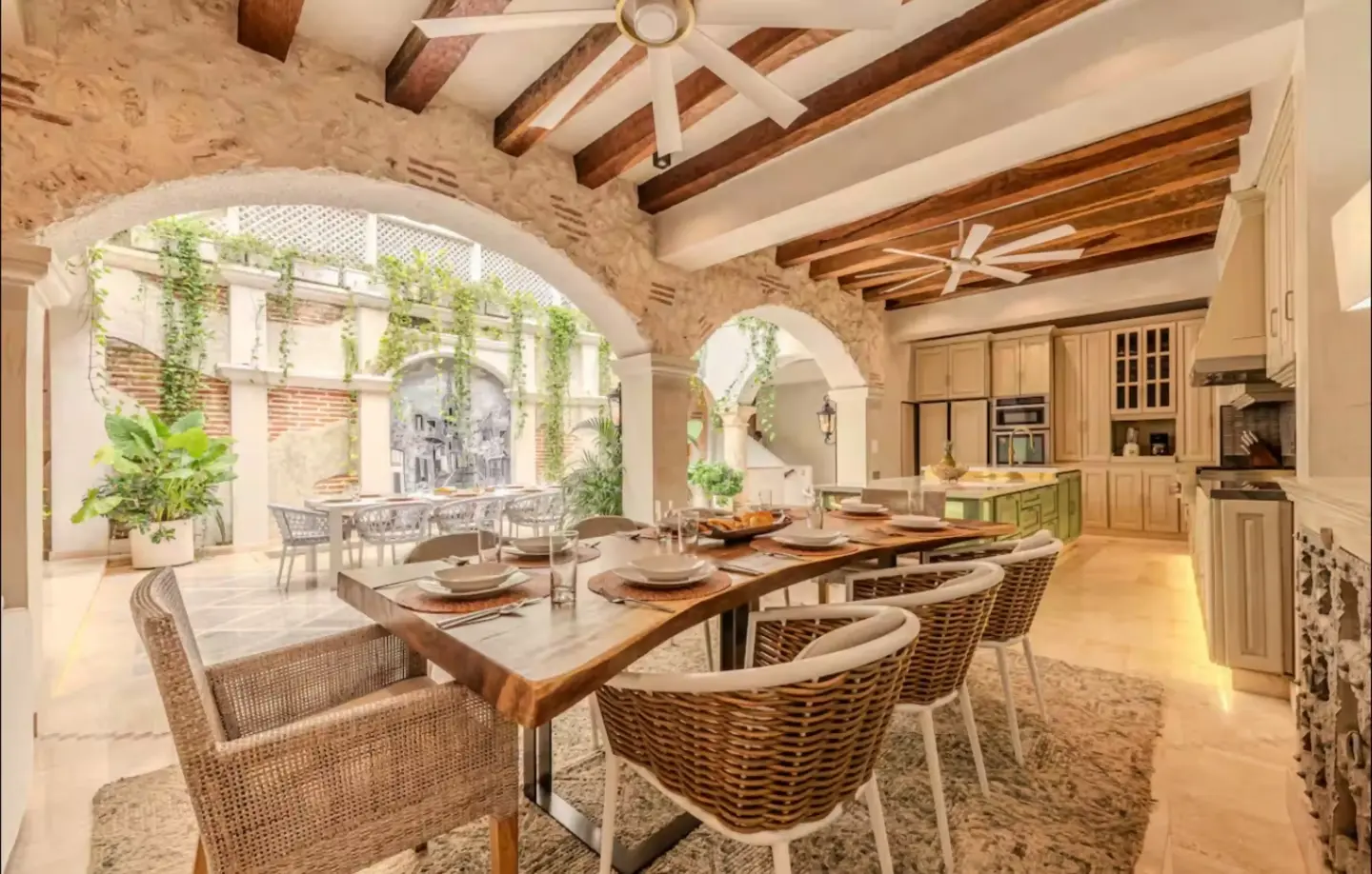 The courtyard pool of a private house in the Historic Center of Cartagena
