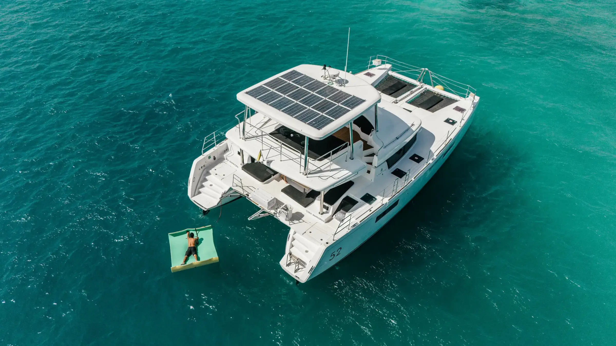 A private catamaran anchored off the Rosario Islands near Cartagena, Colombia