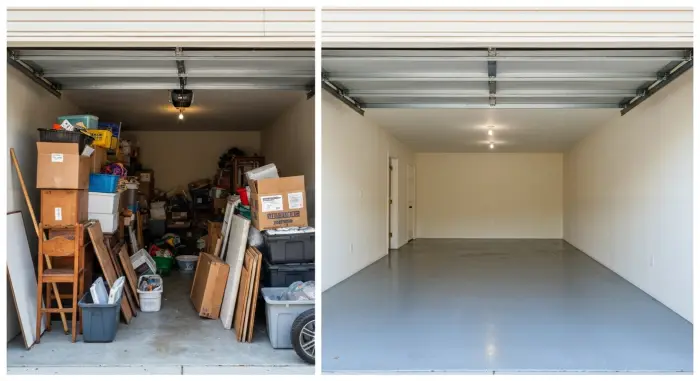 Before and after residential junk removal in Aurora, CO — Mile High Junk LLC
