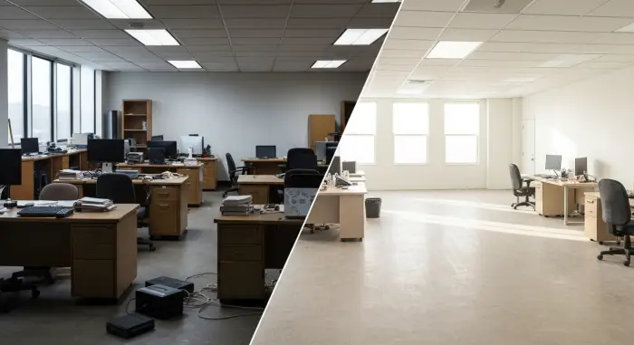 Before and after commercial junk removal in Aurora, CO — Mile High Junk LLC