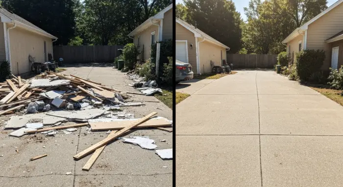 Before and after debris removal in Aurora, CO — Mile High Junk LLC