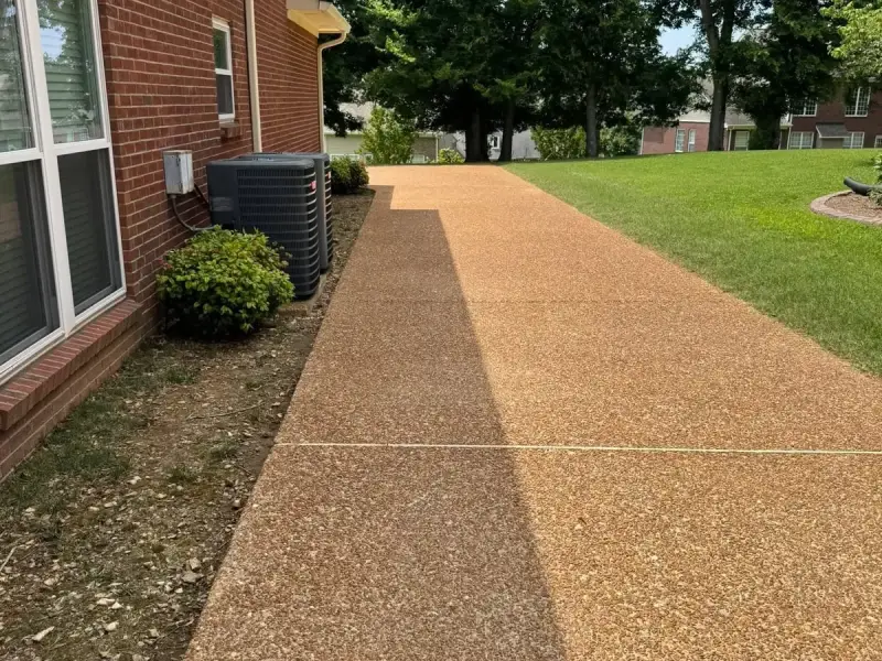 Clean commercial walkway after Wash Wizard pressure washing in Goodlettsville, TN