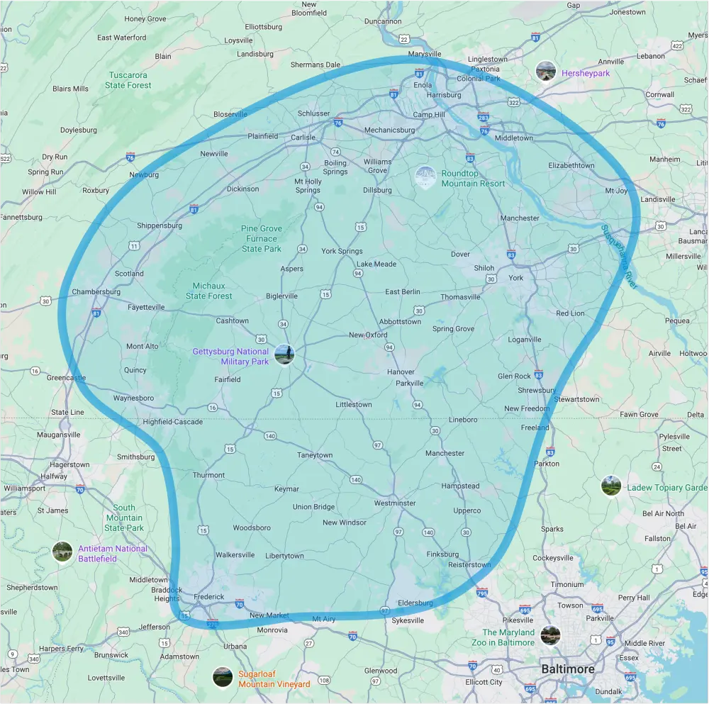 Rivera Contractors & Roofing Service Area Map