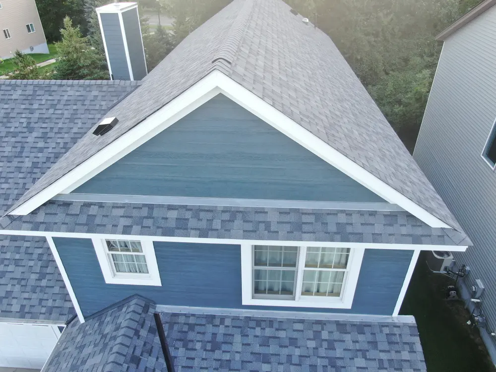 Drone photo of a Minnesota home's roof showing every slope