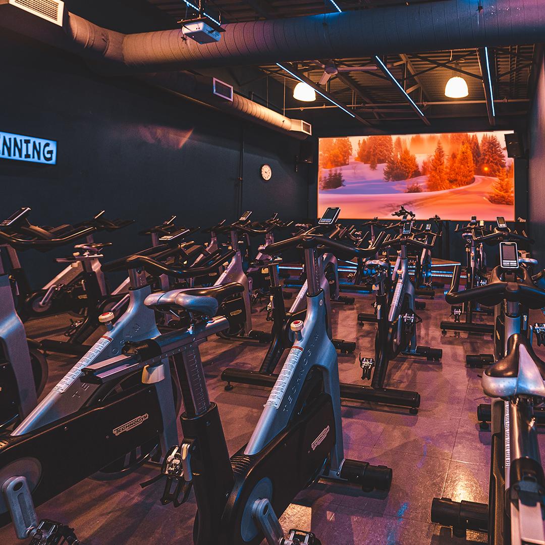 The 40-bike spinning studio at Klub 20