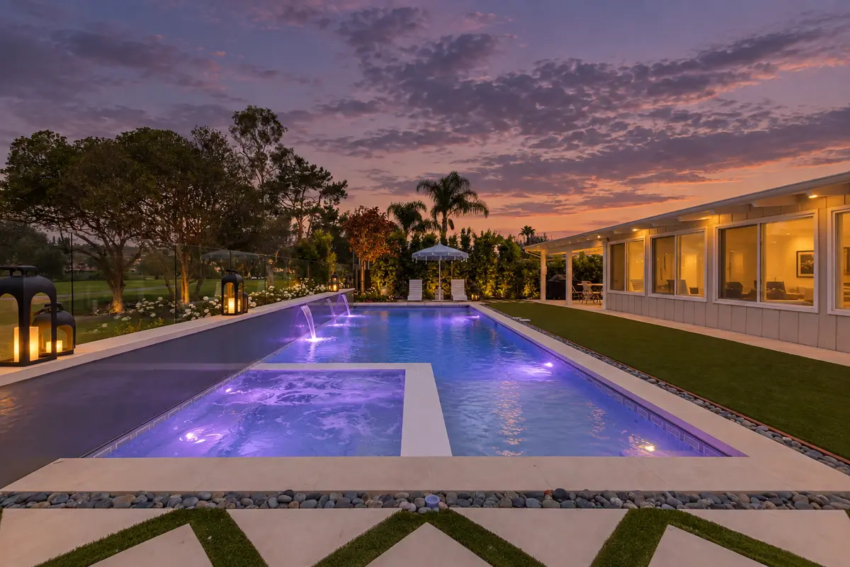 Spa inside the pool at twilight