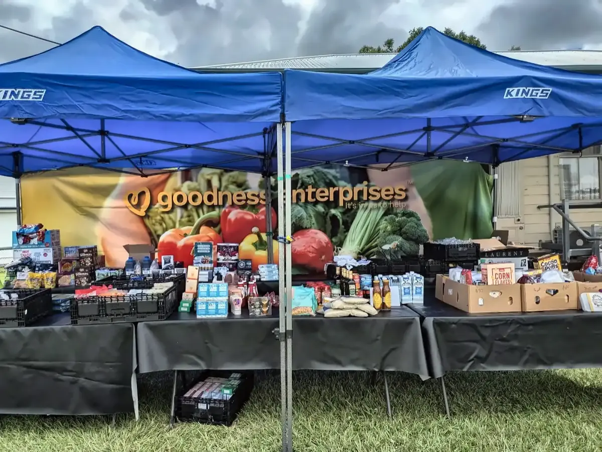 Outdoor market stall supported by Goodness Business Members