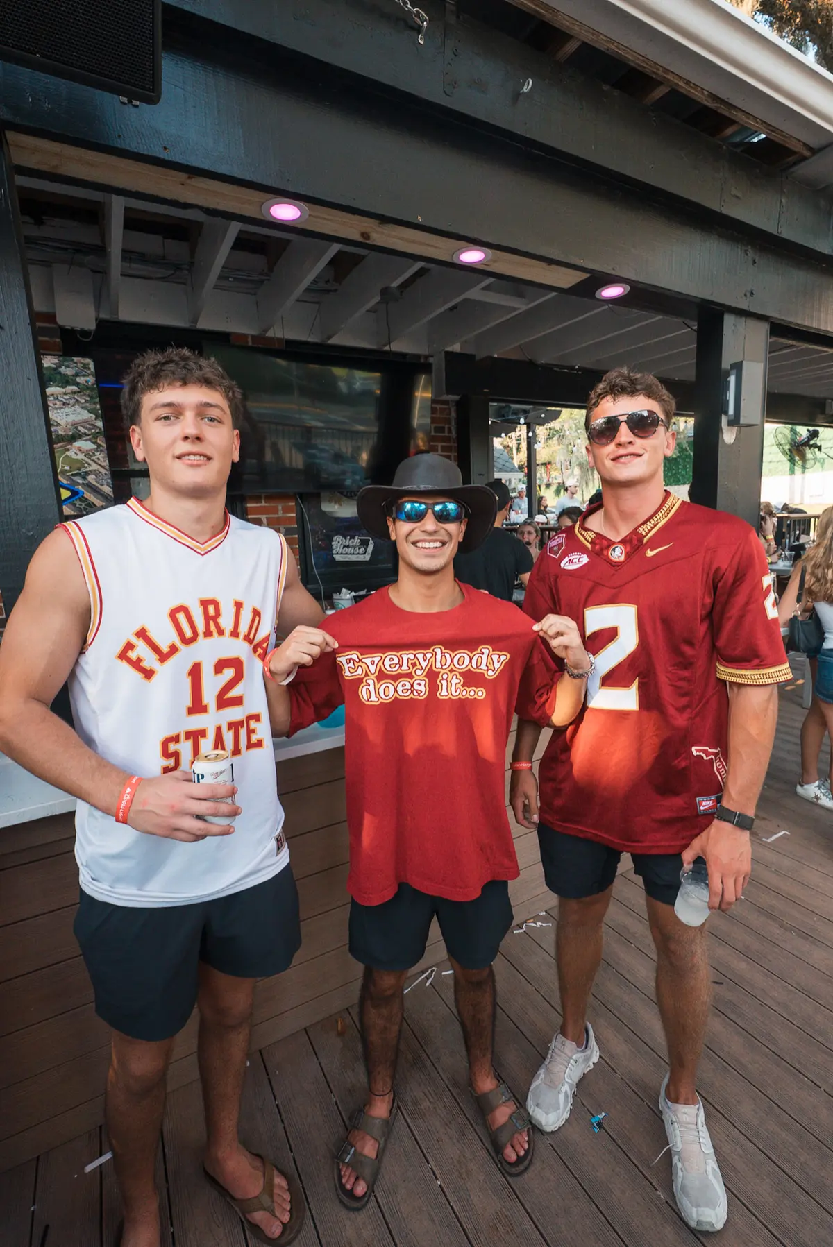 Friends in Florida State jerseys on gameday