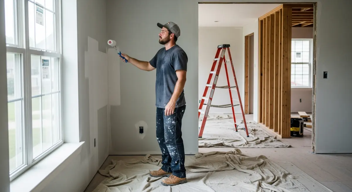Residential construction team working