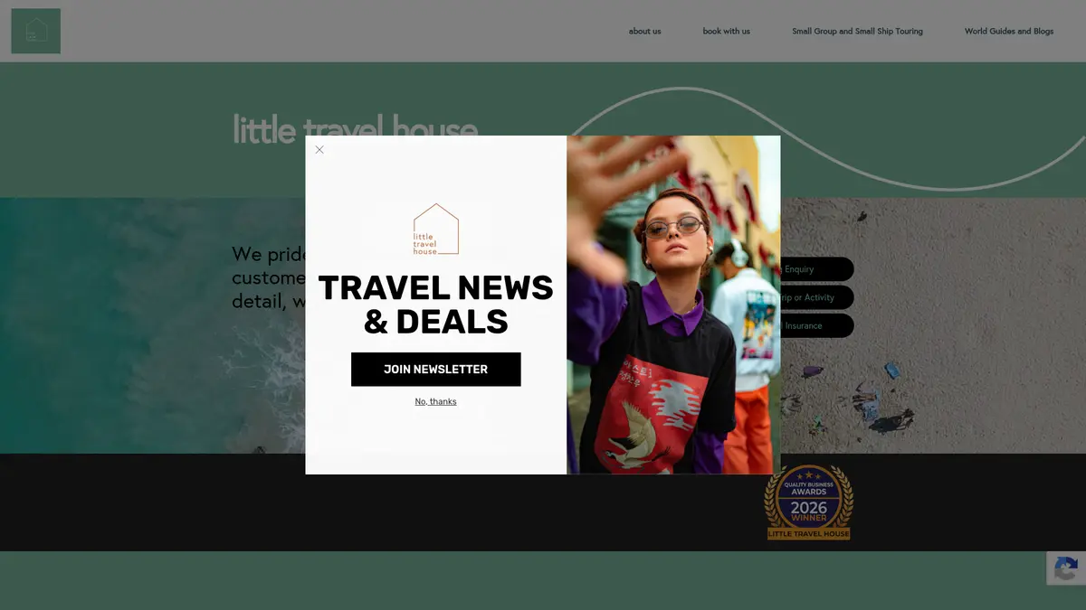 The original Little Travel House website before HXB Digital's web design redesign