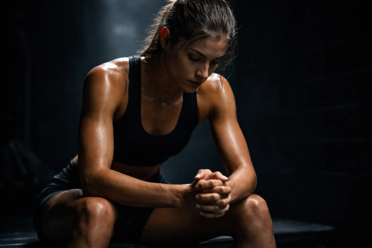 Athlete in quiet focus before competition