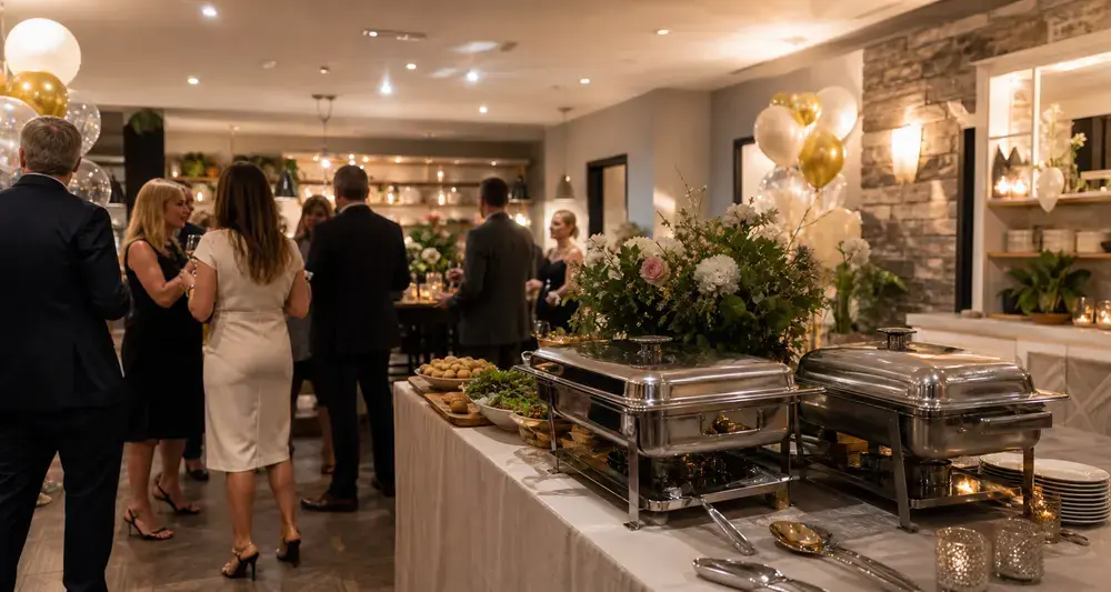 Chafing dishes at a catered private party