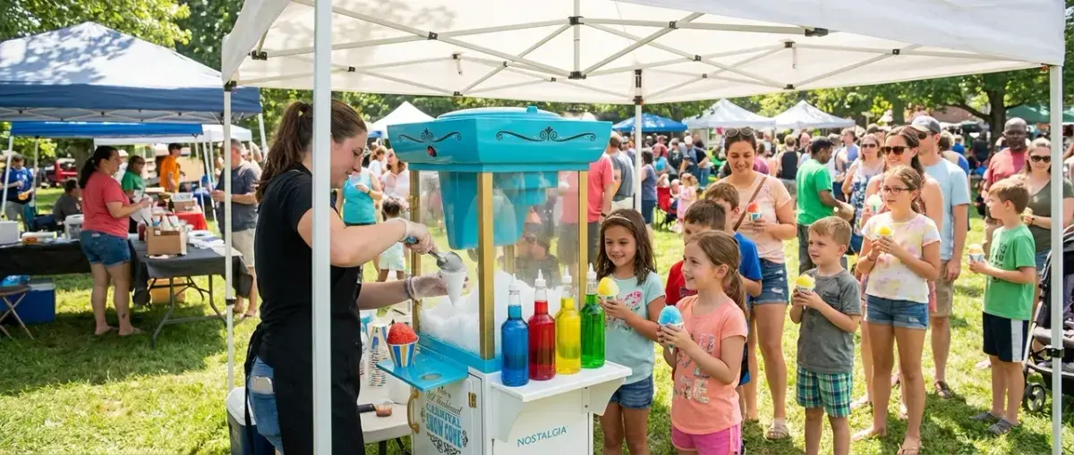 Snow cone cart at an outdoor fair