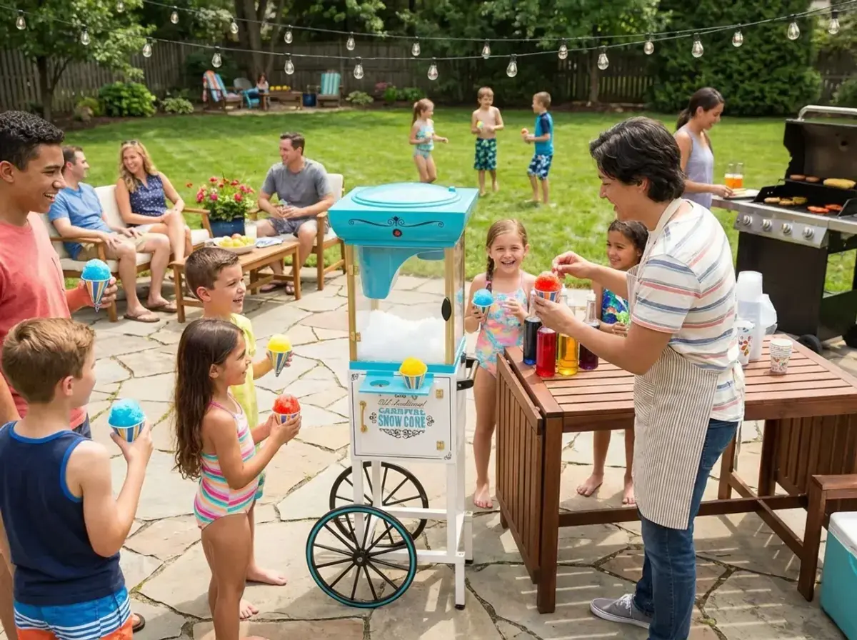 Snow cone machine at a summer party