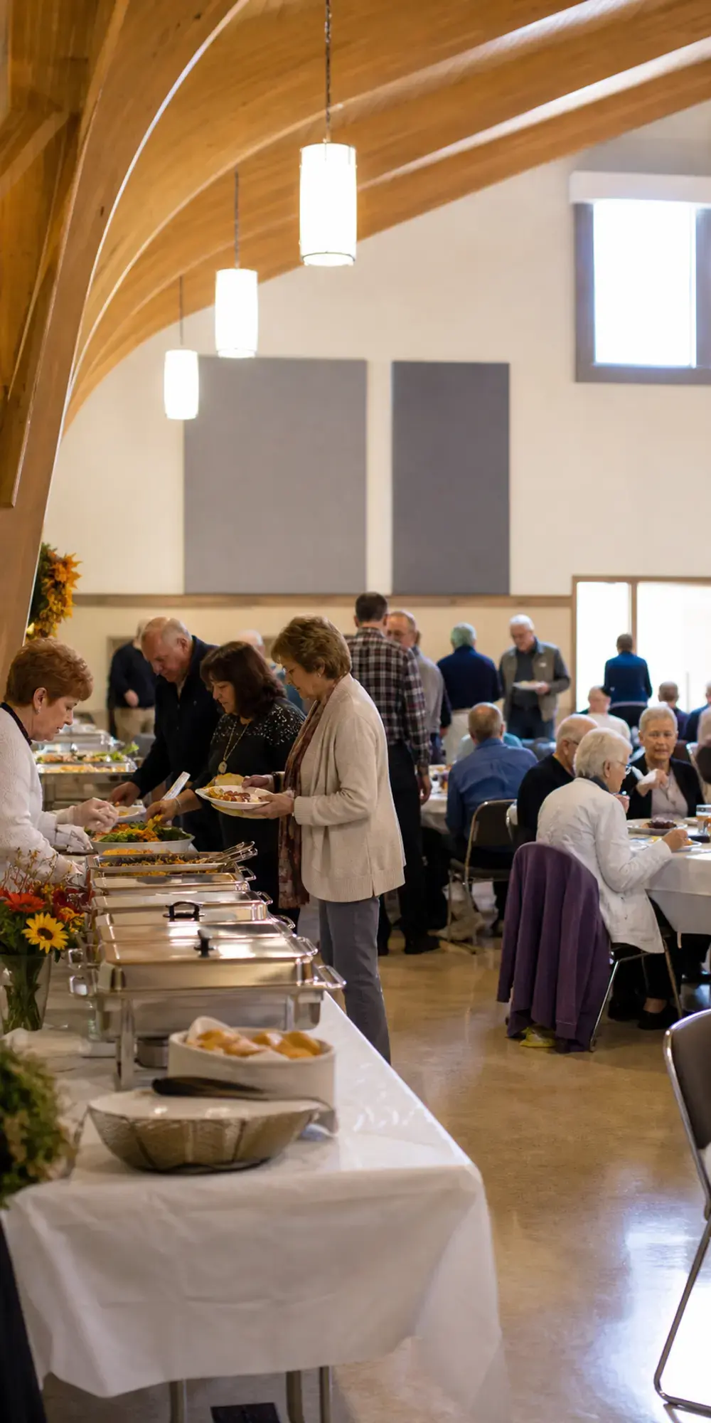 A food warmer line at a community event