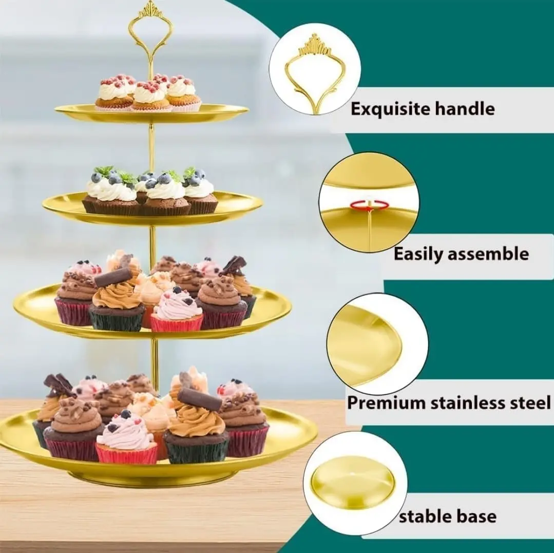 Tiered Gold Stainless Steel Cake Stand