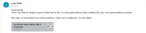 Original screenshot of Jody's testimonial
