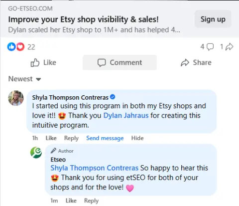 Original screenshot of Shyla's testimonial