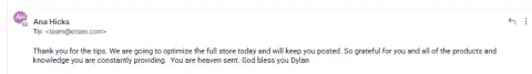 Original screenshot of Ana's testimonial
