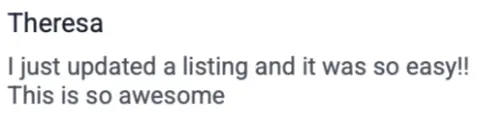 Original screenshot of Theresa's testimonial