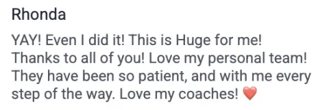 Original screenshot of Rhonda's testimonial