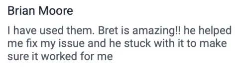 Original screenshot of Brian's testimonial