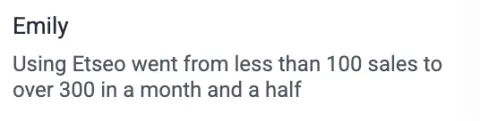 Original screenshot of Emily's testimonial