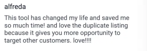 Original screenshot of Alfreda's testimonial
