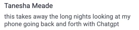 Original screenshot of Tanesha's testimonial