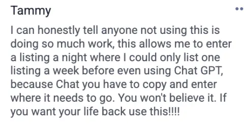 Original screenshot of Tammy's testimonial