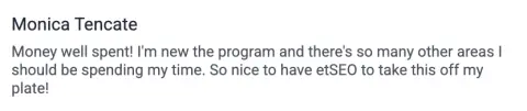 Original screenshot of Monica's testimonial