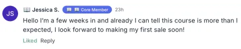 Original screenshot of Jessica's testimonial