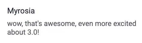 Original screenshot of Myrosia's testimonial