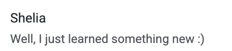 Original screenshot of Shelia's testimonial