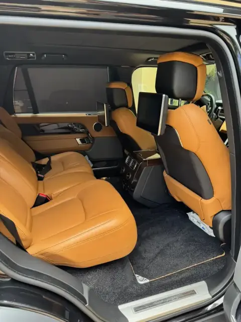 Range Rover tan leather rear seats after interior deep clean