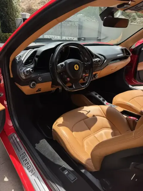 Ferrari 488 tan leather interior after detail