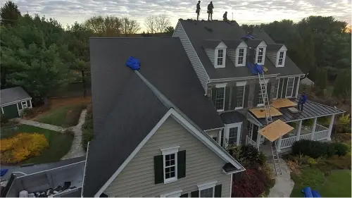 Finksburg, MD roof before replacement, aerial view of existing shingles.
