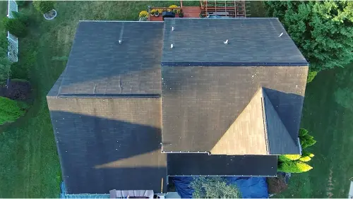 York, PA roof before replacement, aerial view of existing roof surface.