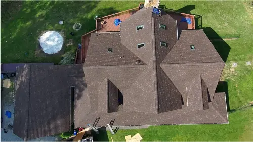 Fairfield, PA roof after replacement, clean shingle surface visible from above.