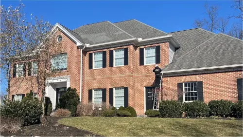 Mechanicsburg, PA roof before replacement, aerial view showing aging shingles.