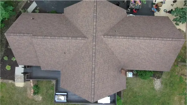 Completed roof replacement in East Berlin, PA, side view of finished roof.
